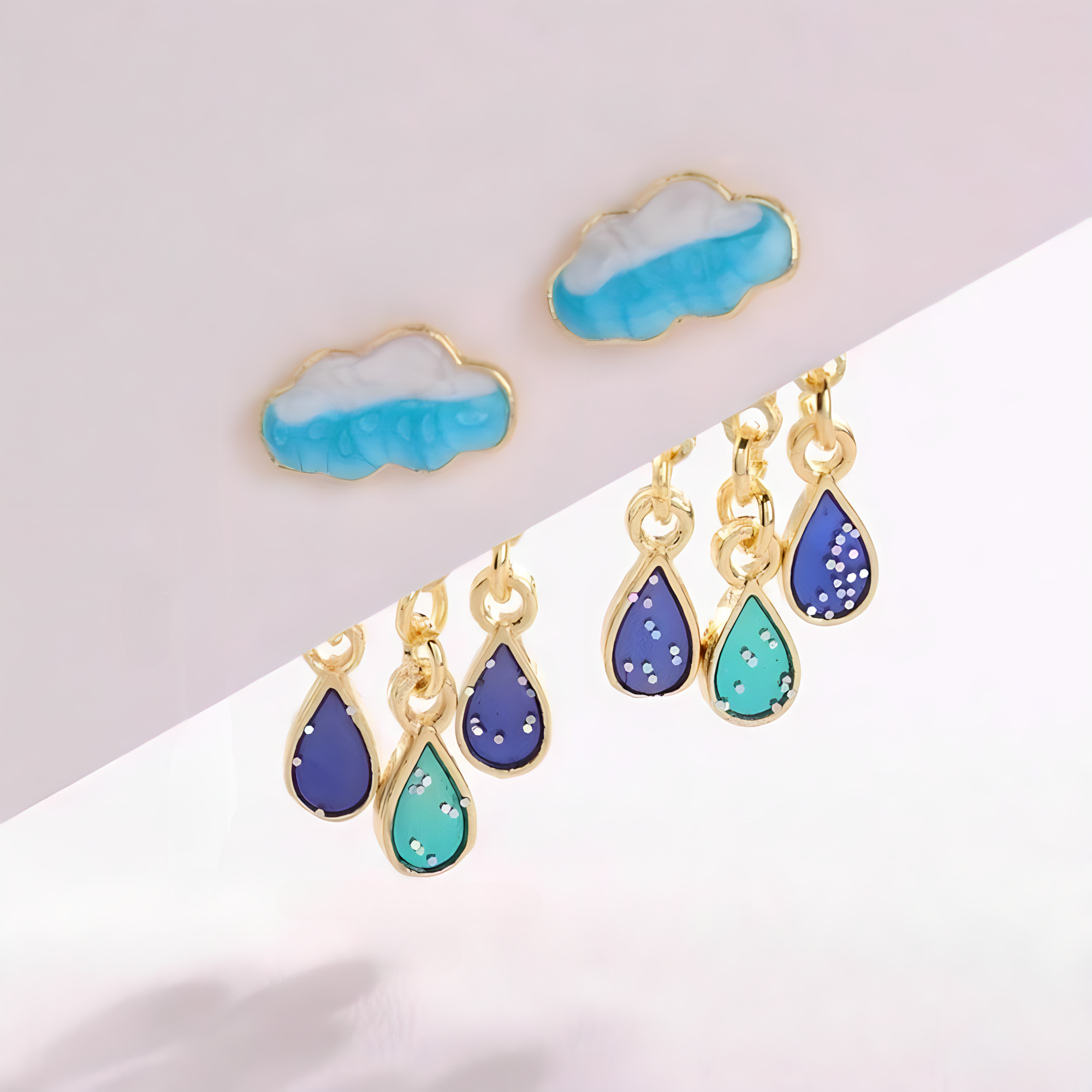 Aretes Nubes con Gotitas