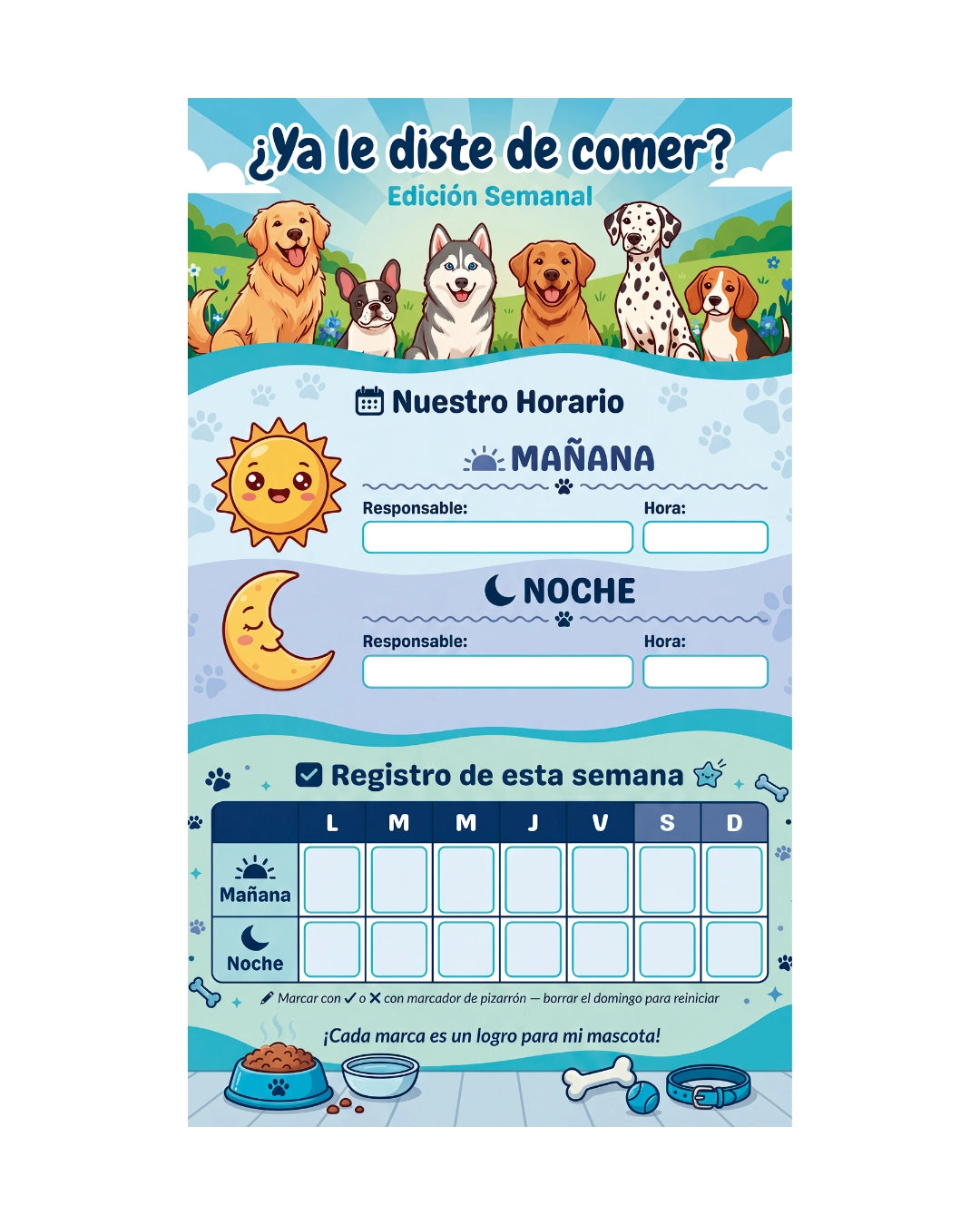 ¿Ya le diste de comer? – Horario Semanal para Perros