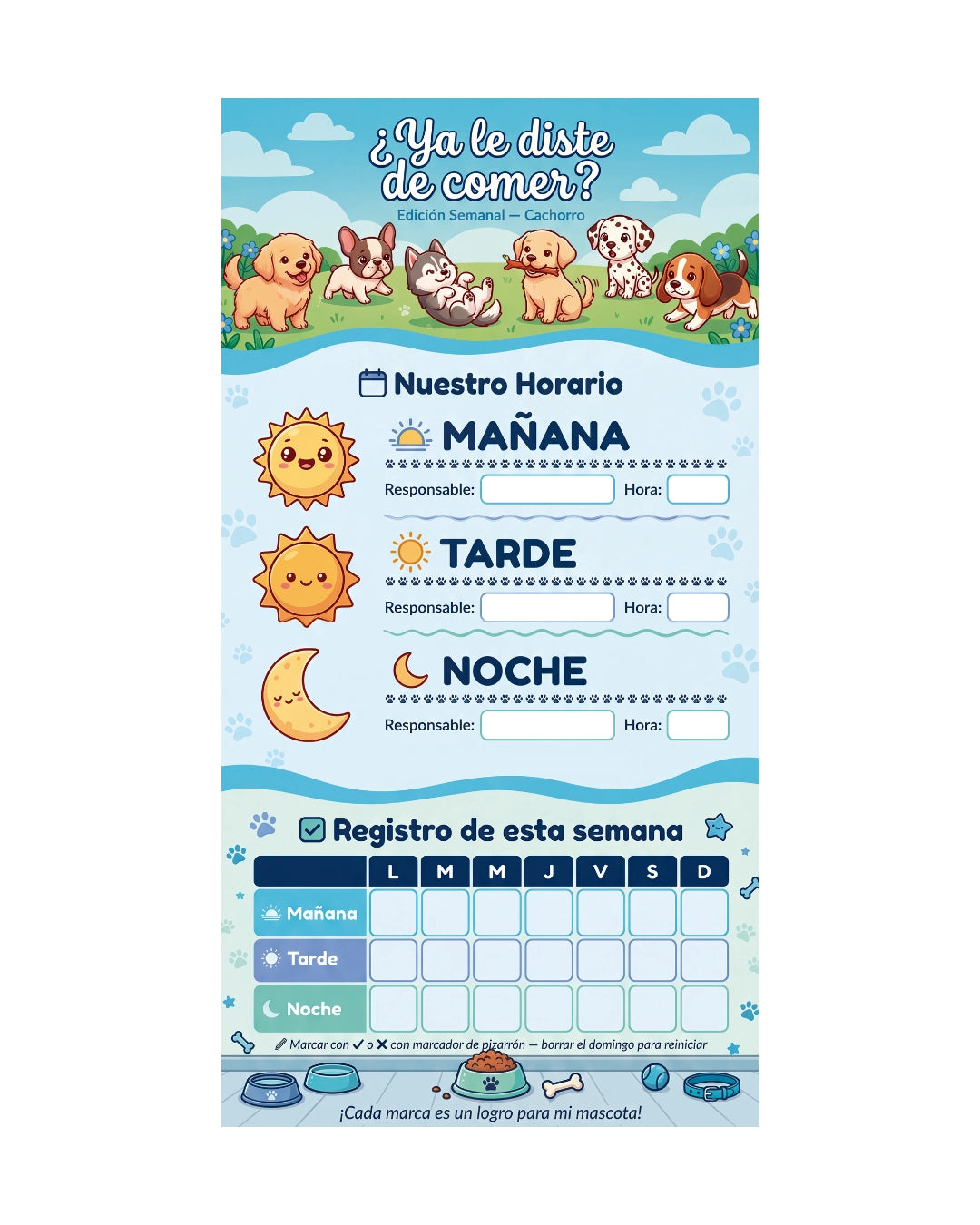 ¿Ya le diste de comer? – Horario Semanal para Perros