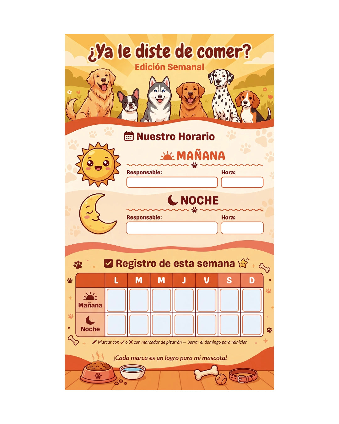 ¿Ya le diste de comer? – Horario Semanal para Perros