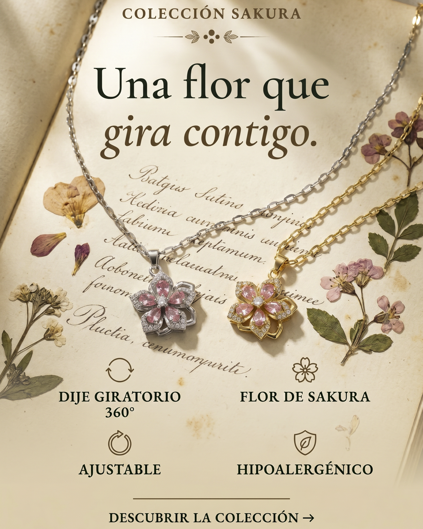 Collar Sakura – Flor Giratoria