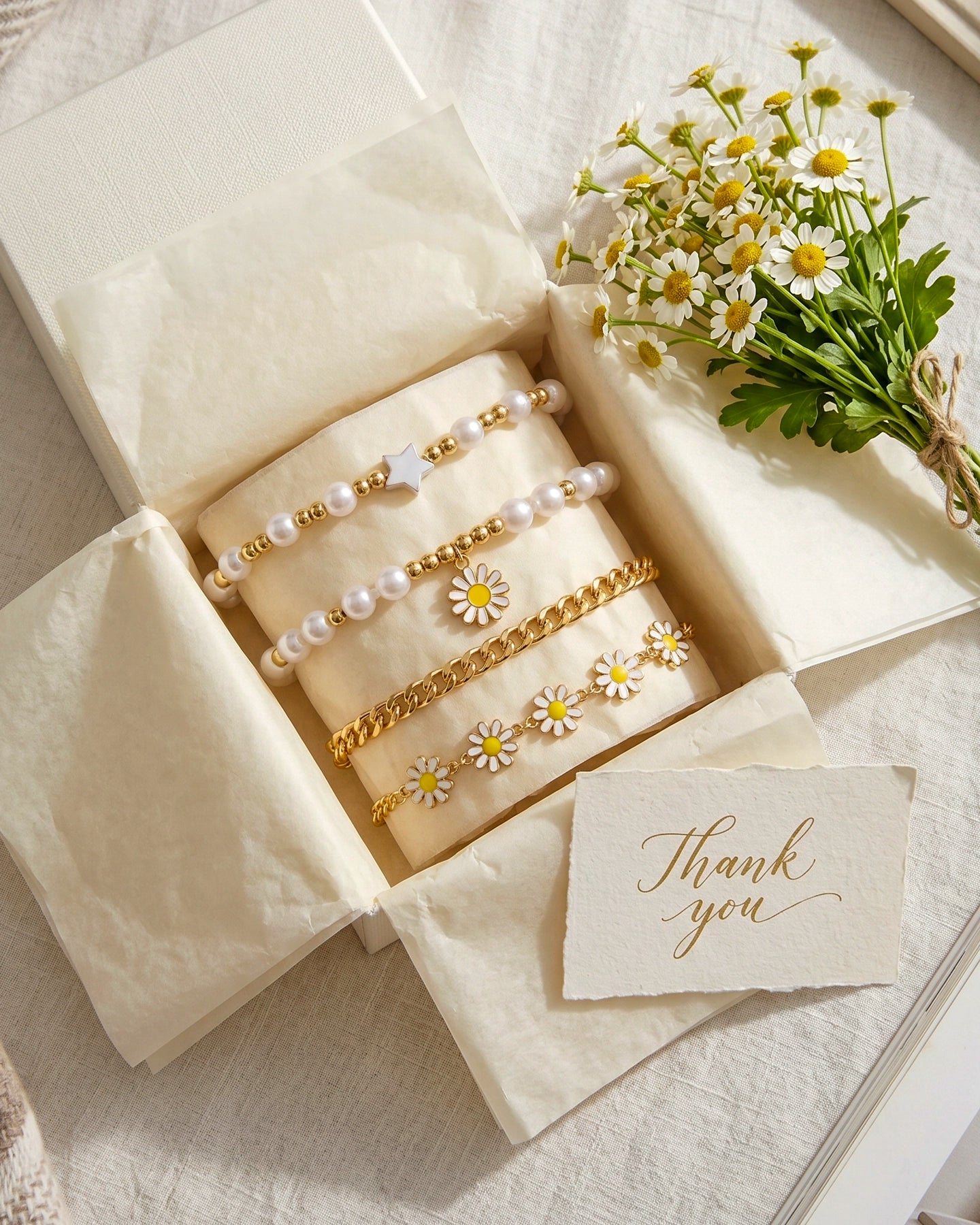 Set de 4 Pulseras – Edición Margarita