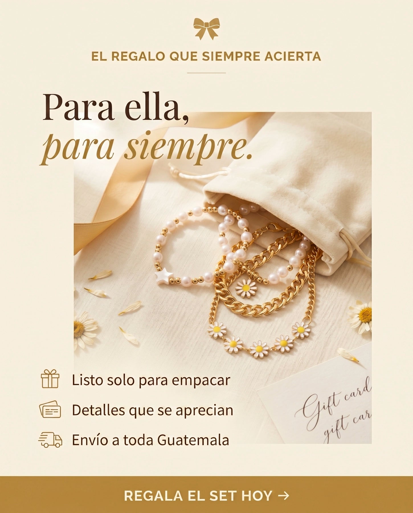 Set de 4 Pulseras – Edición Margarita