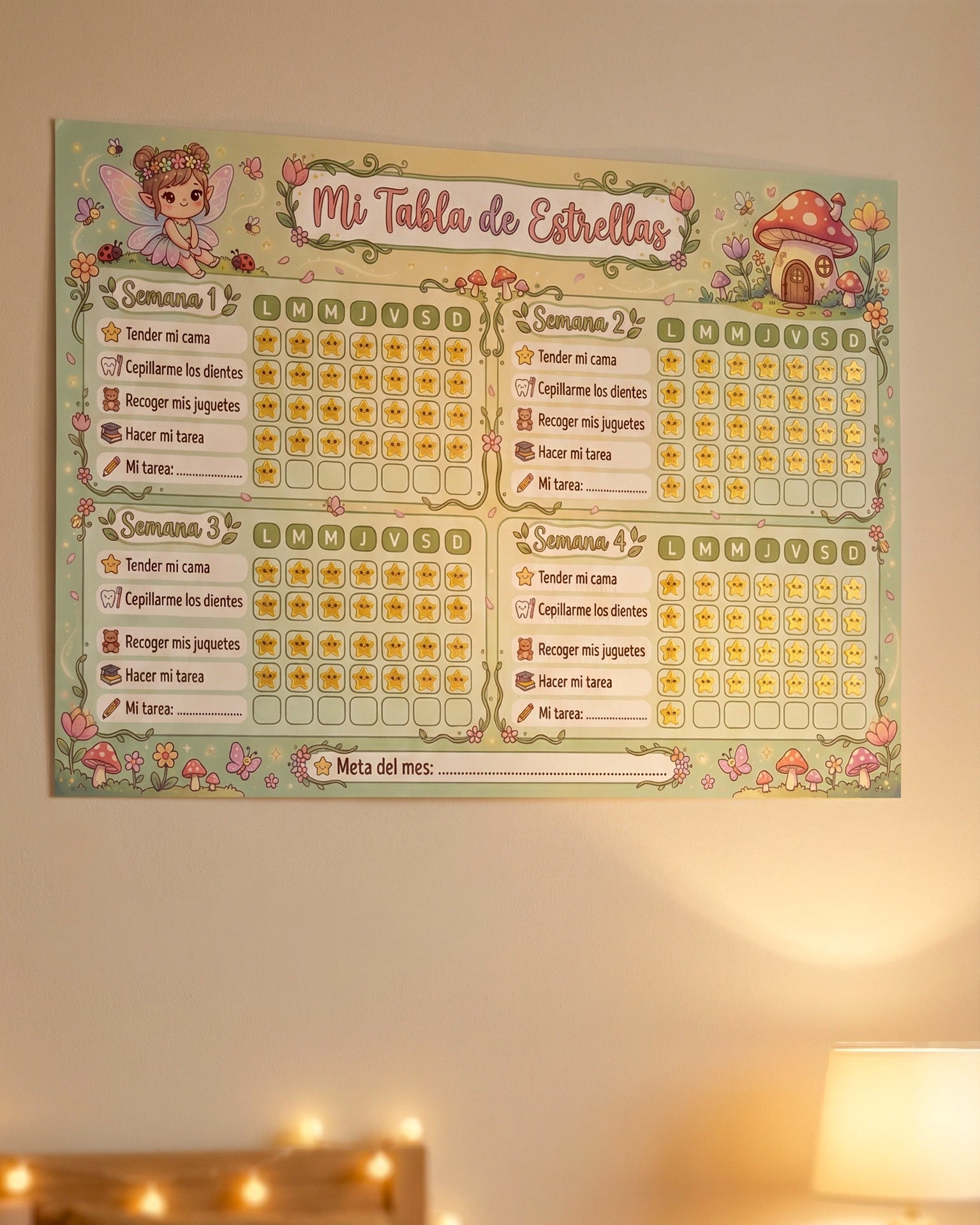 Mi Tabla de Estrellas – Tablero de Rutinas Infantil para Niñas
