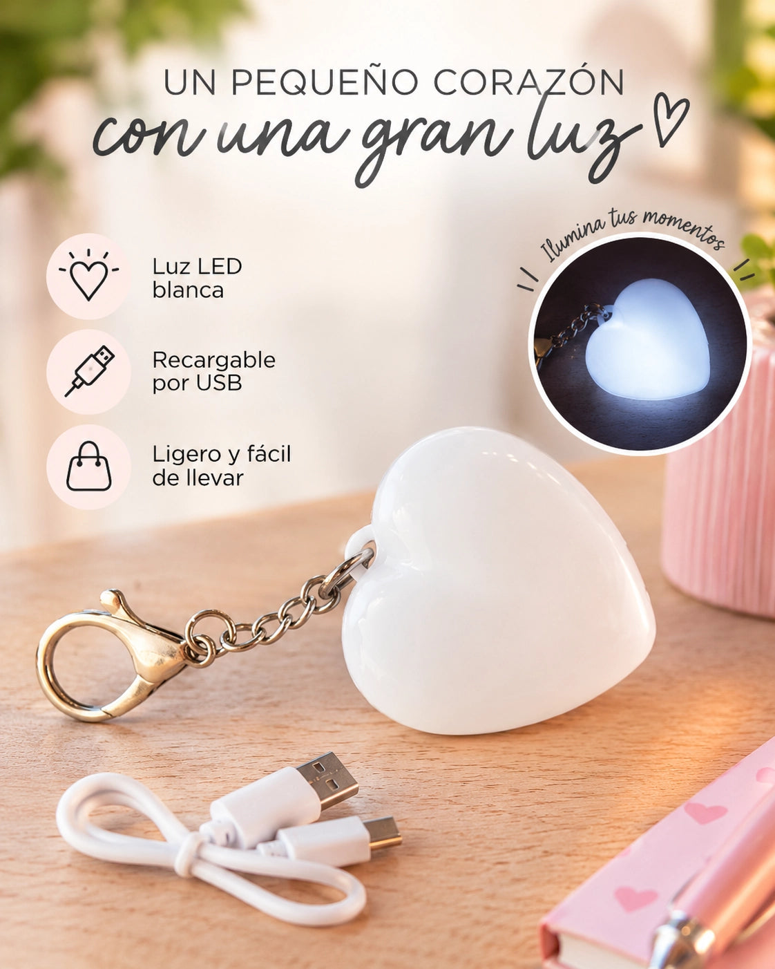 Llavero Corazón – Luz al Tacto