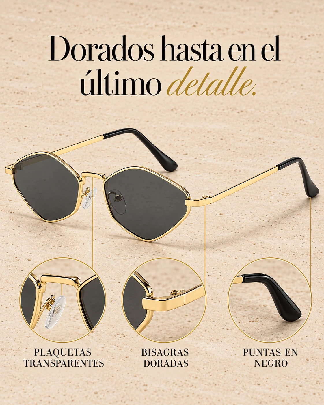 Lentes Marbella – Dorado y Negro