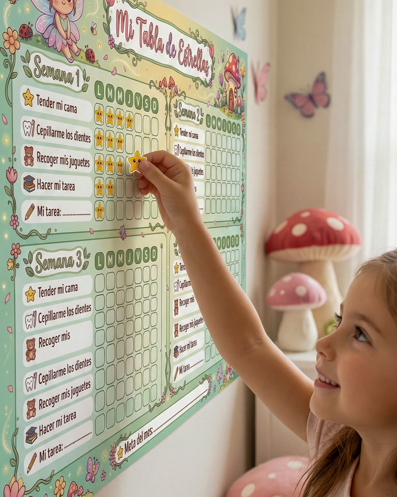 Mi Tabla de Estrellas – Tablero de Rutinas Infantil para Niñas
