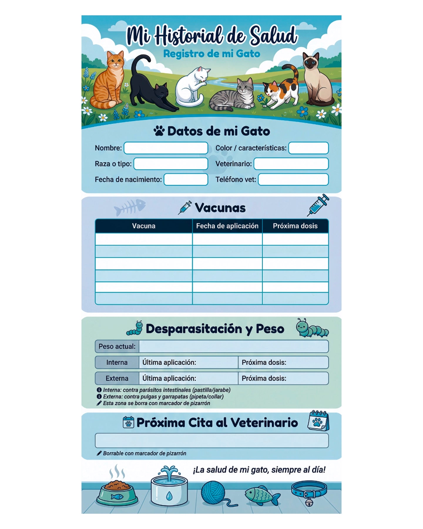 Historial de Salud Para Tu Gato – Gatitos y Adultos