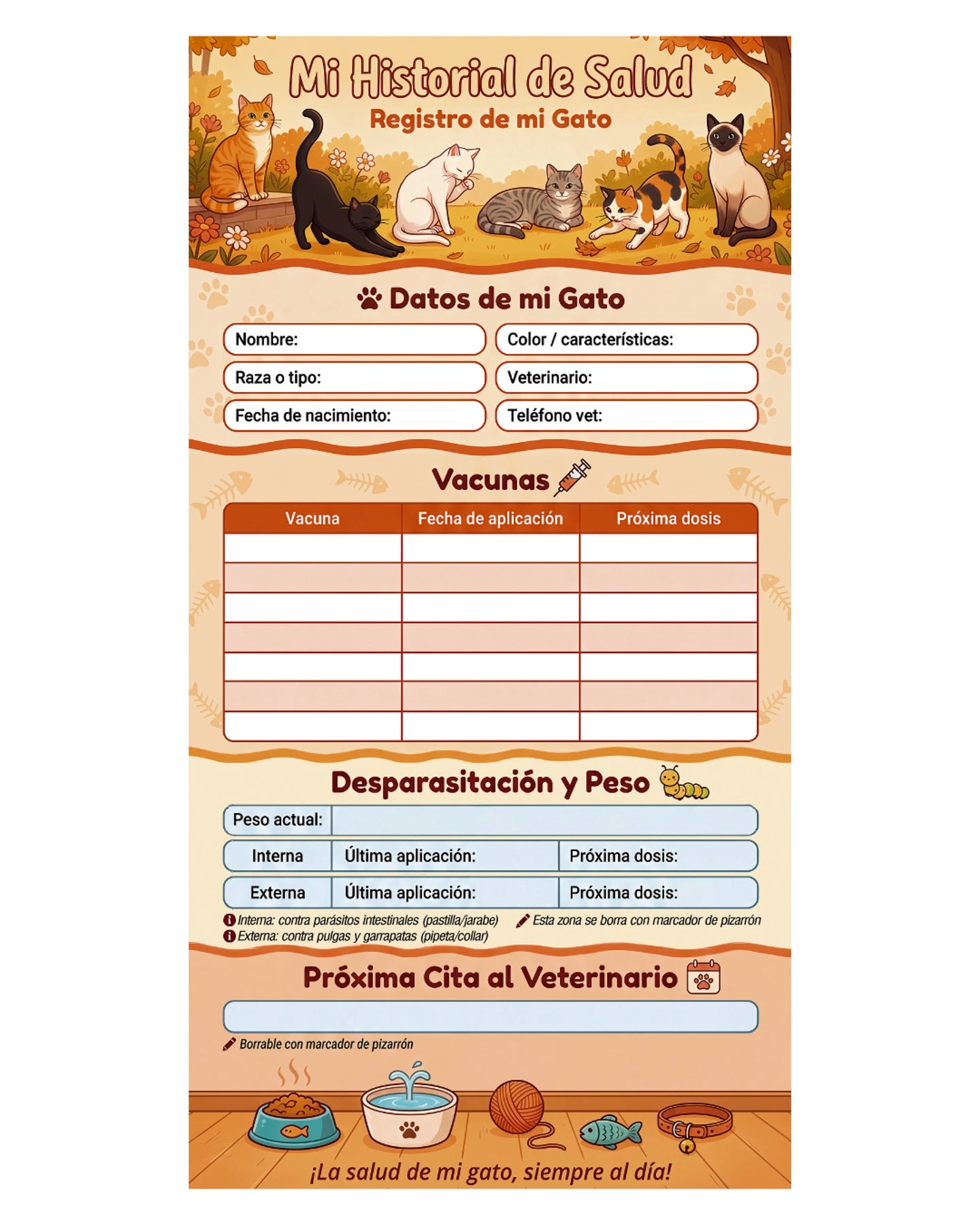 Historial de Salud Para Tu Gato – Gatitos y Adultos