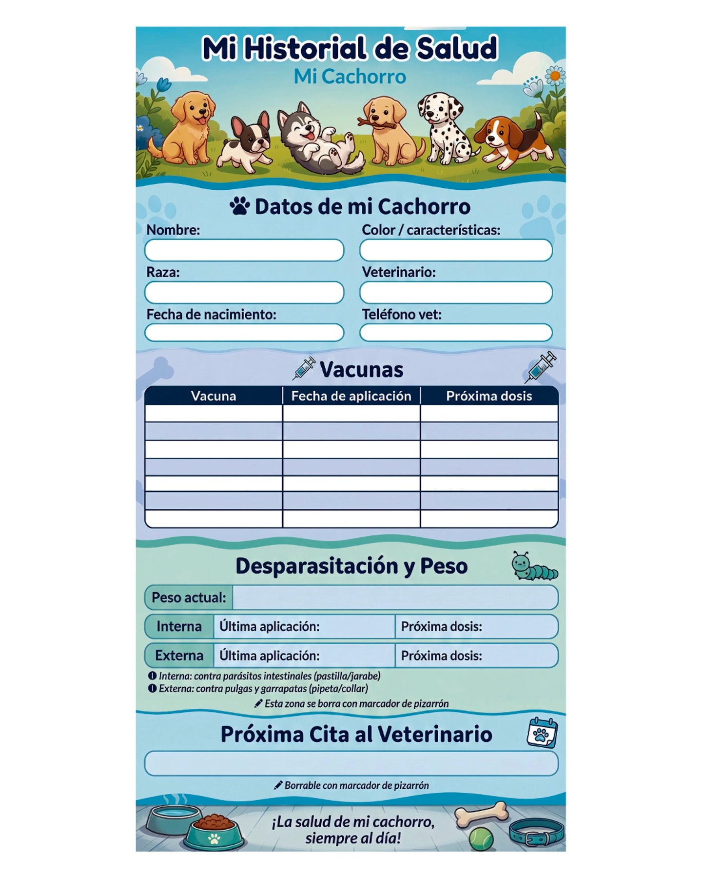 Historial de Salud Para Tu Perro – Cachorros y Adultos