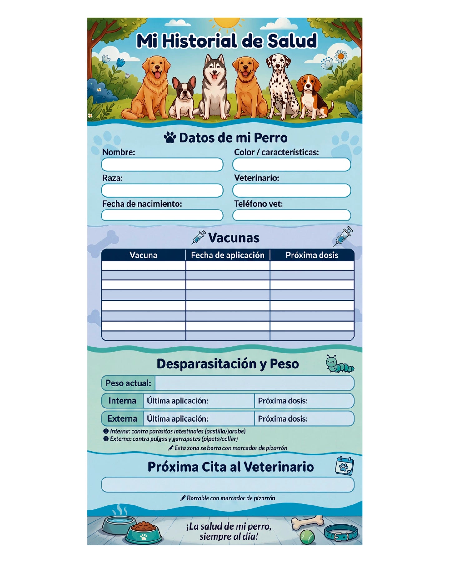 Historial de Salud Para Tu Perro – Cachorros y Adultos