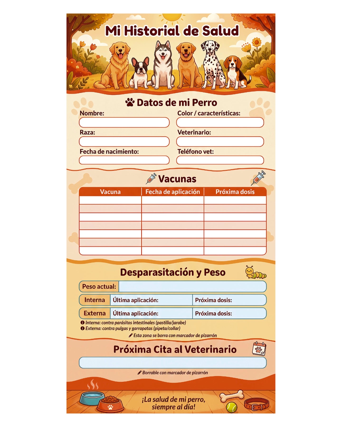 Historial de Salud Para Tu Perro – Cachorros y Adultos