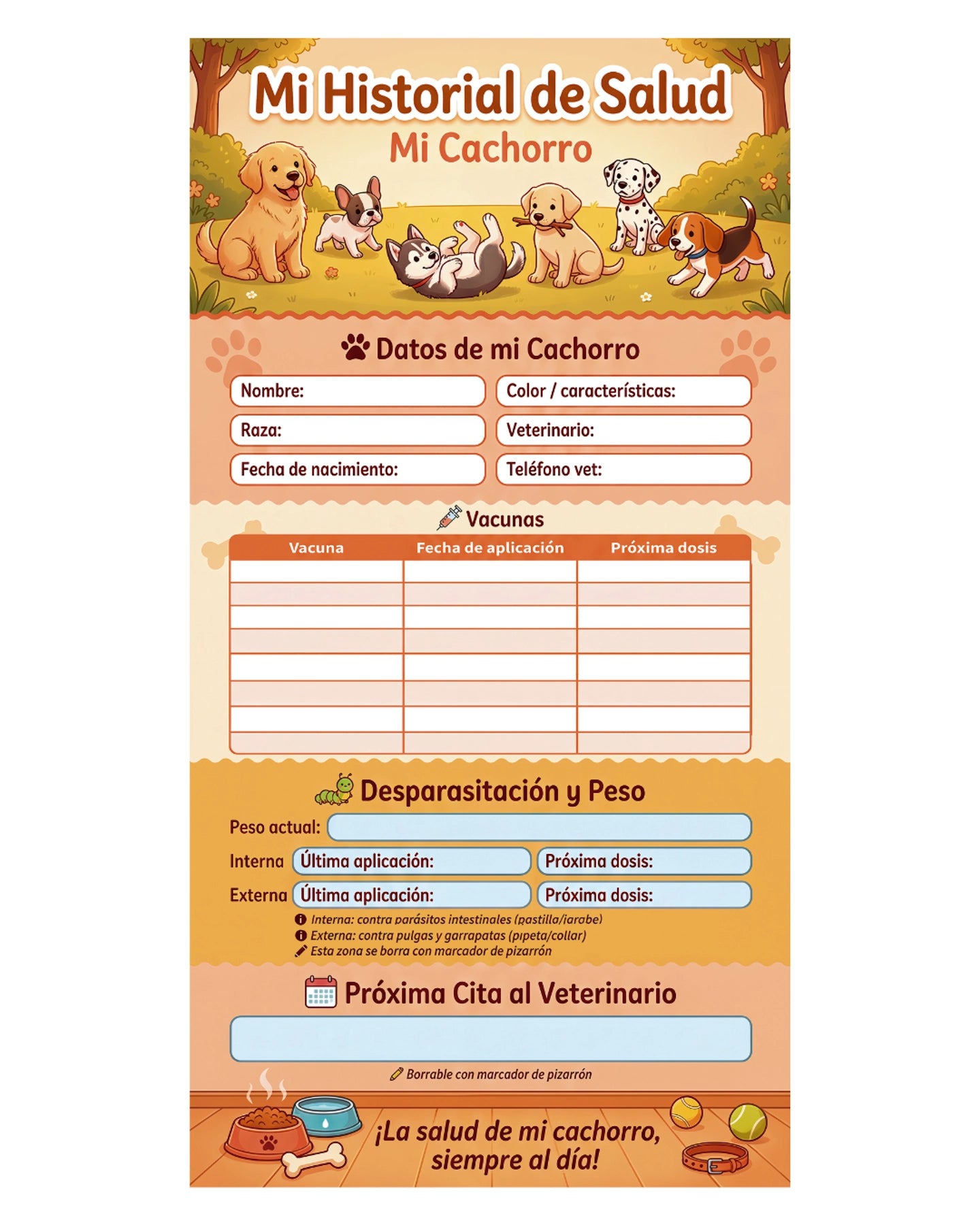 Historial de Salud Para Tu Perro – Cachorros y Adultos