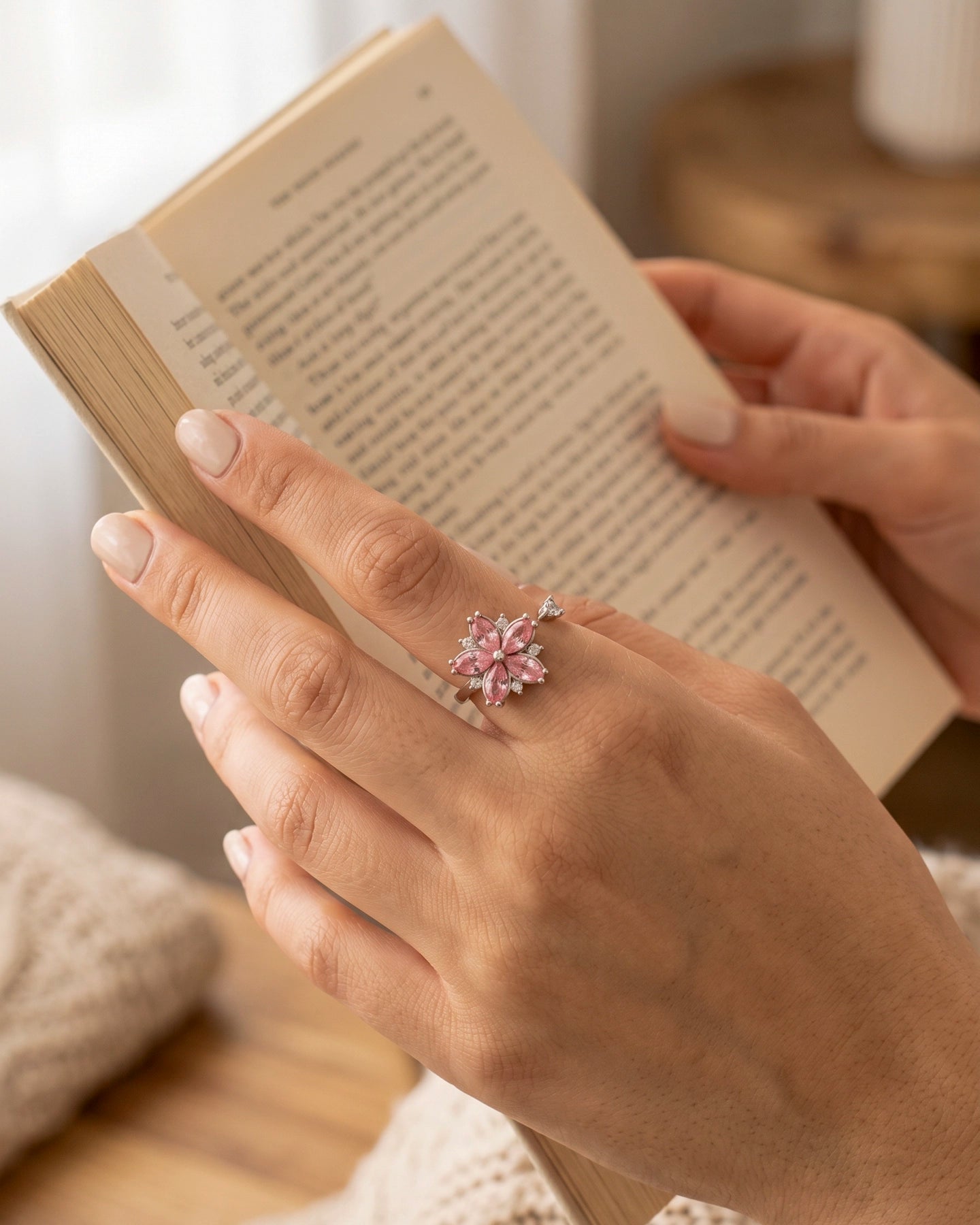 Anillo Floral Rosa – Flor Giratoria