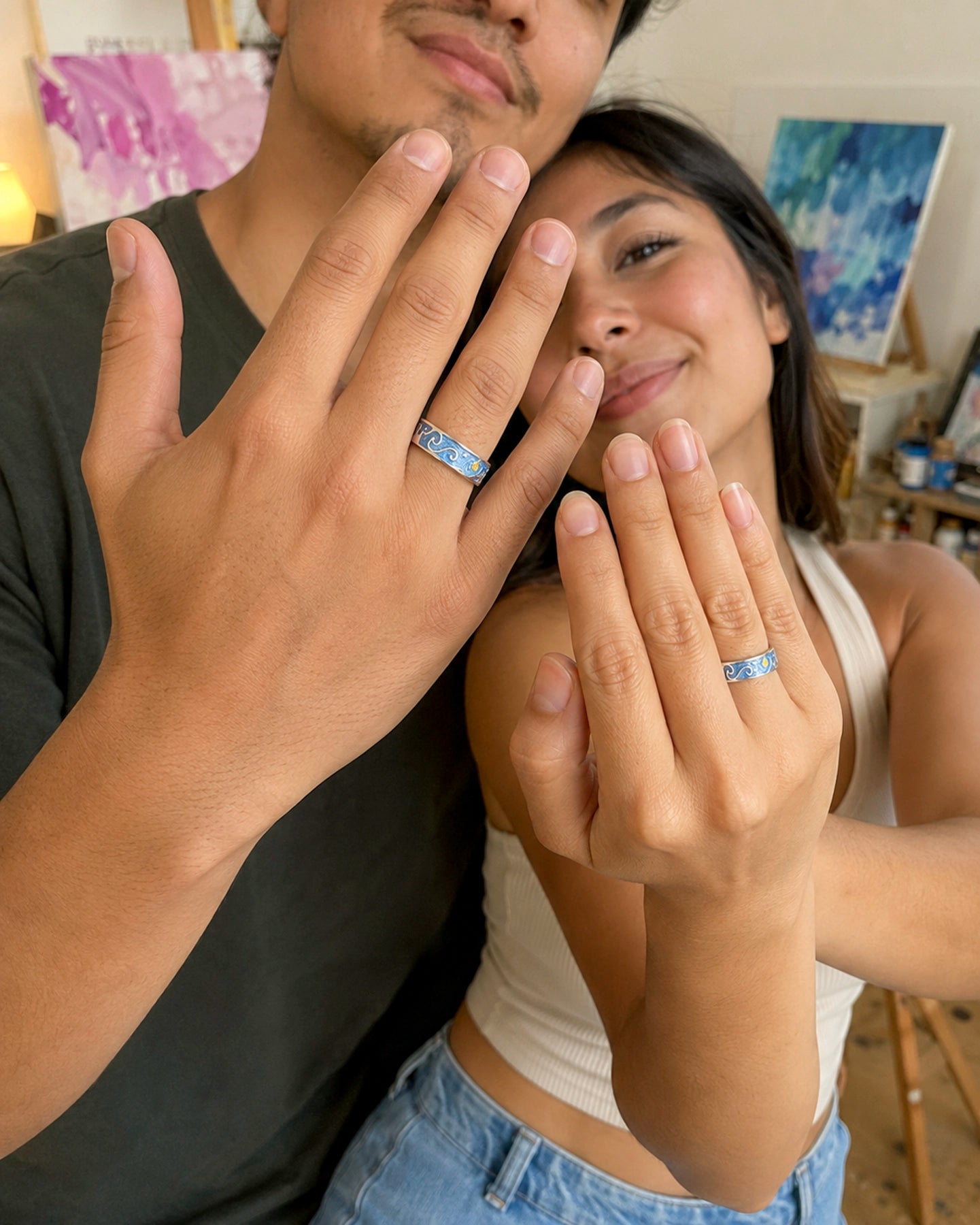 Anillos de Pareja Van Gogh – Noche Estrellada