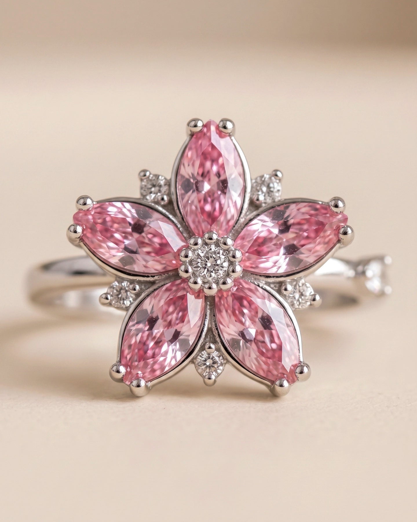Anillo Floral Rosa – Flor Giratoria