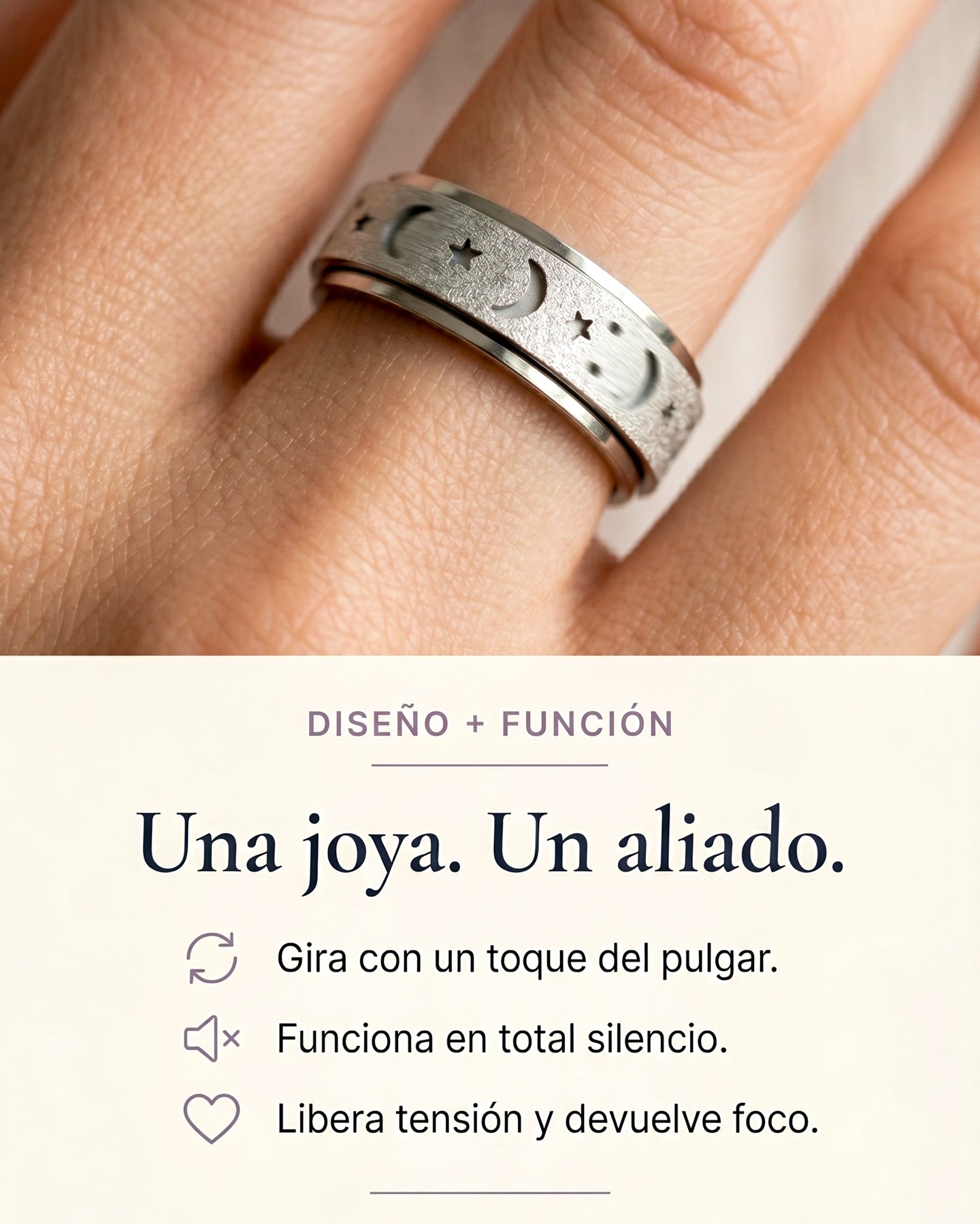 Anillo Luna y Estrellas – Antiestrés Giratorio