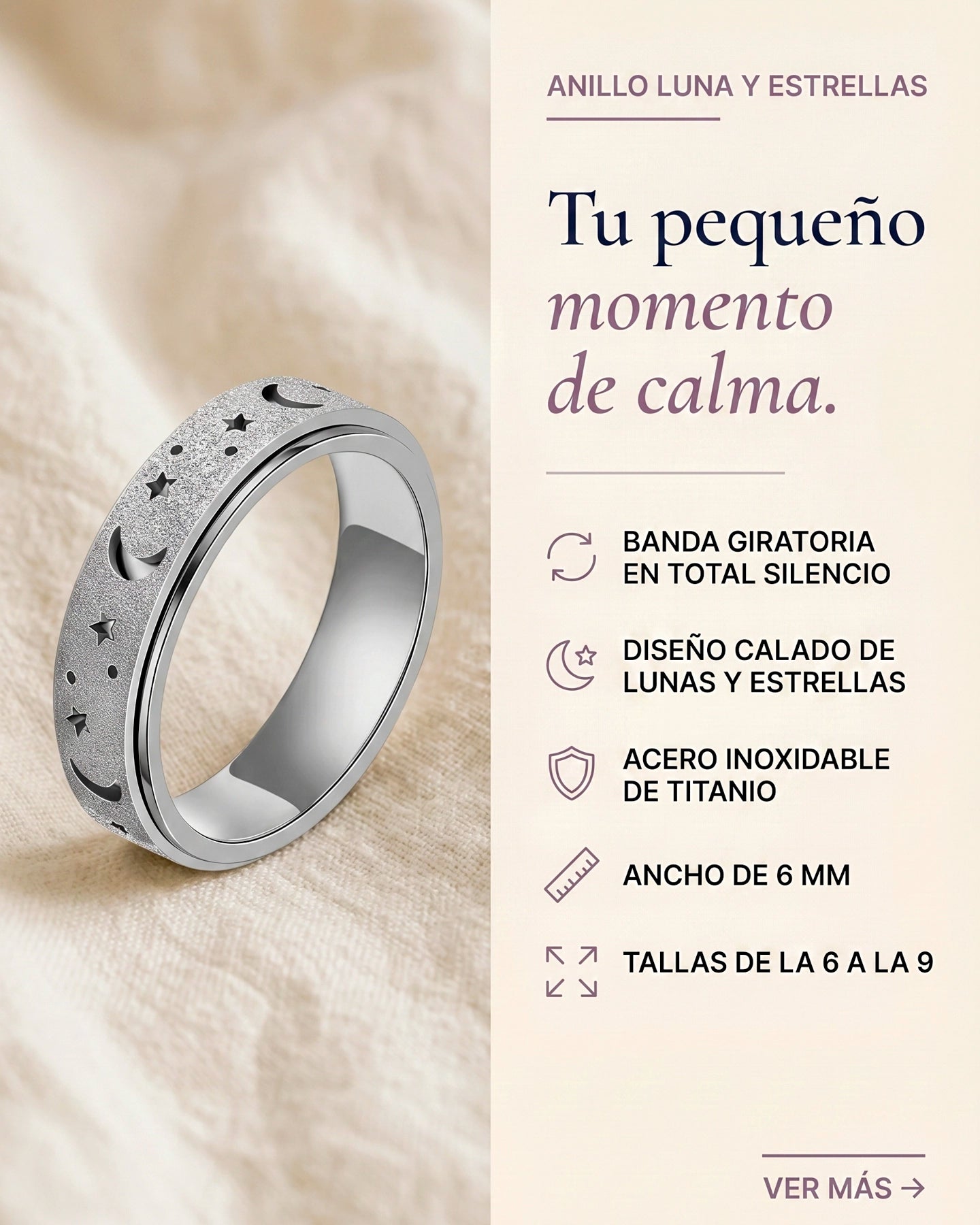 Anillo Luna y Estrellas – Antiestrés Giratorio