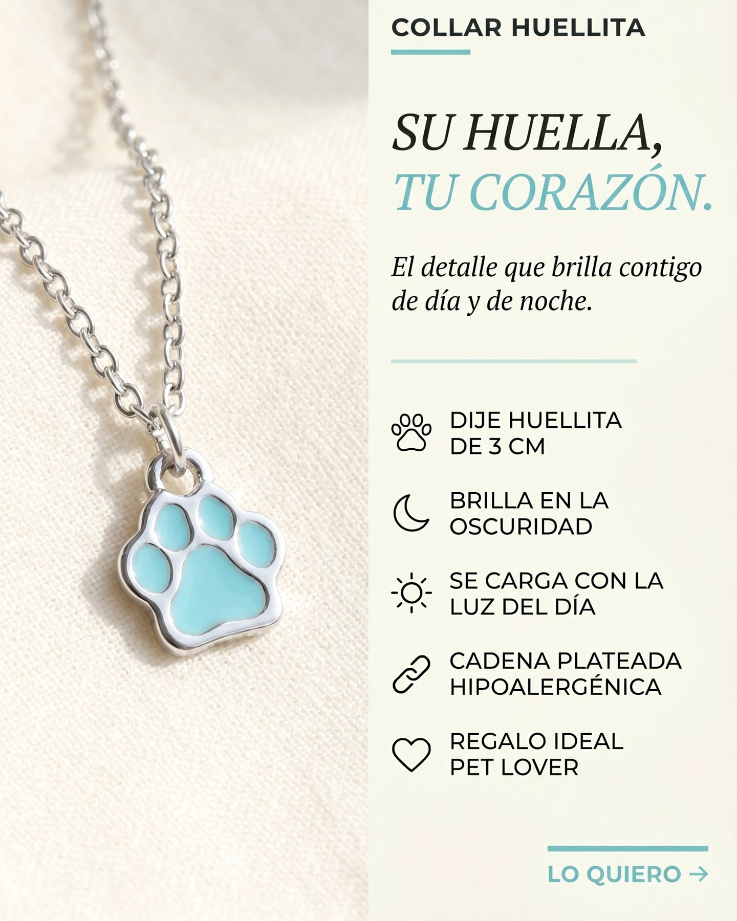 Collar Huellita – Brilla en la Oscuridad