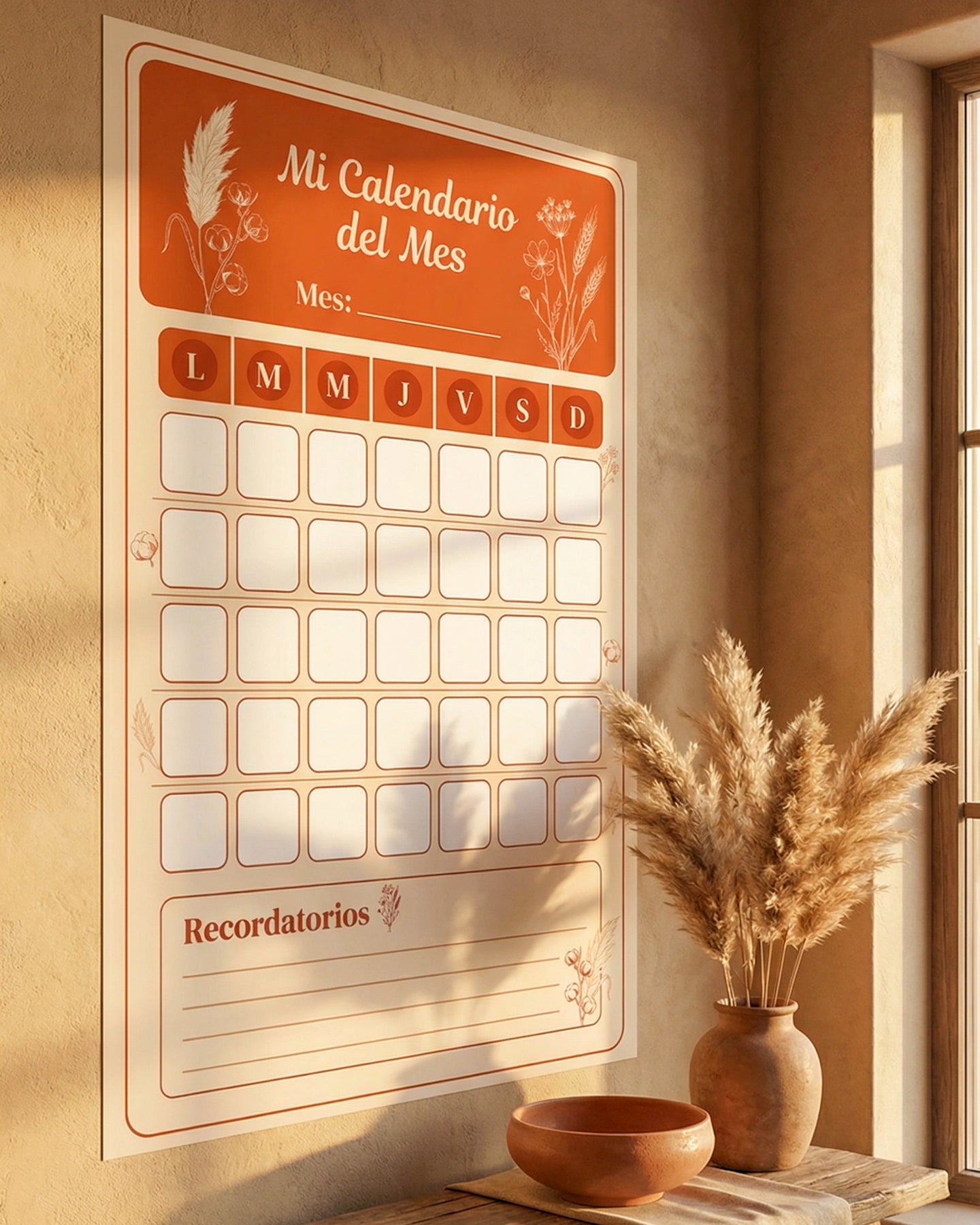 Mi Calendario del Mes – Organizador de Pared Reutilizable