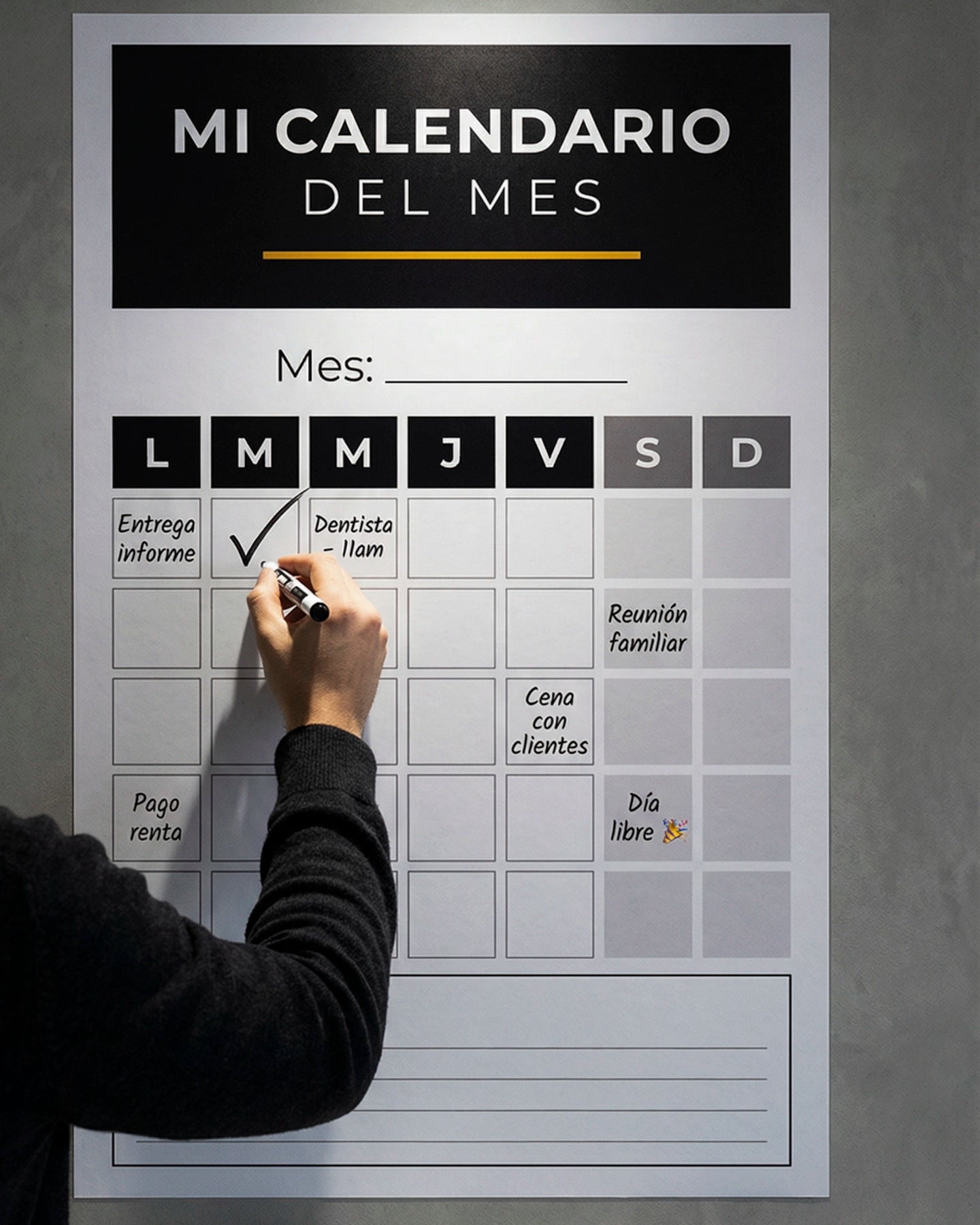 Mi Calendario del Mes – Organizador de Pared Reutilizable