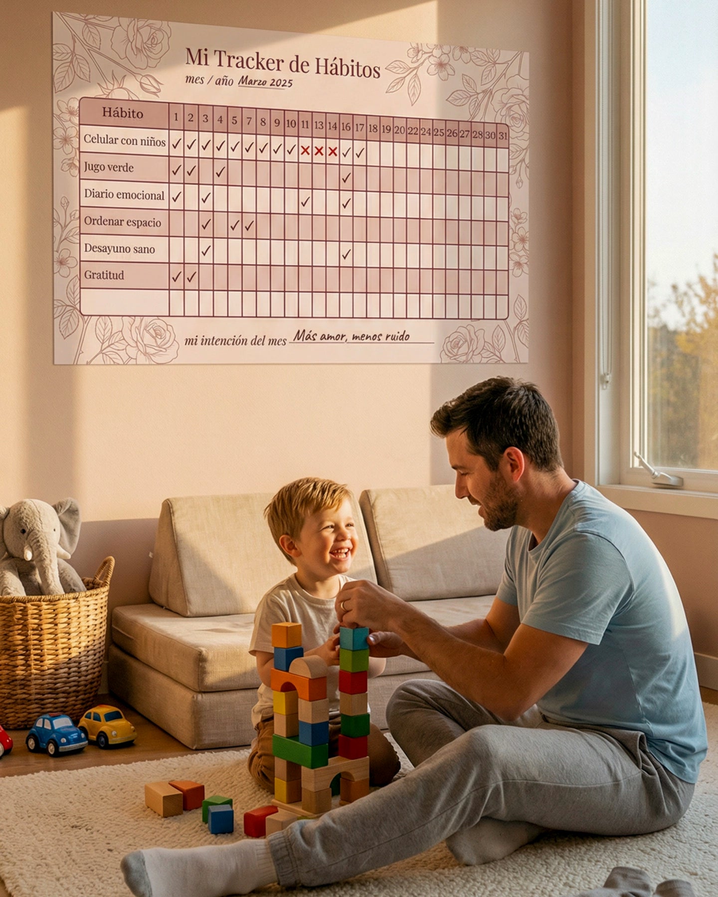 Mi Tracker de Hábitos – Organizador de Pared Reutilizable