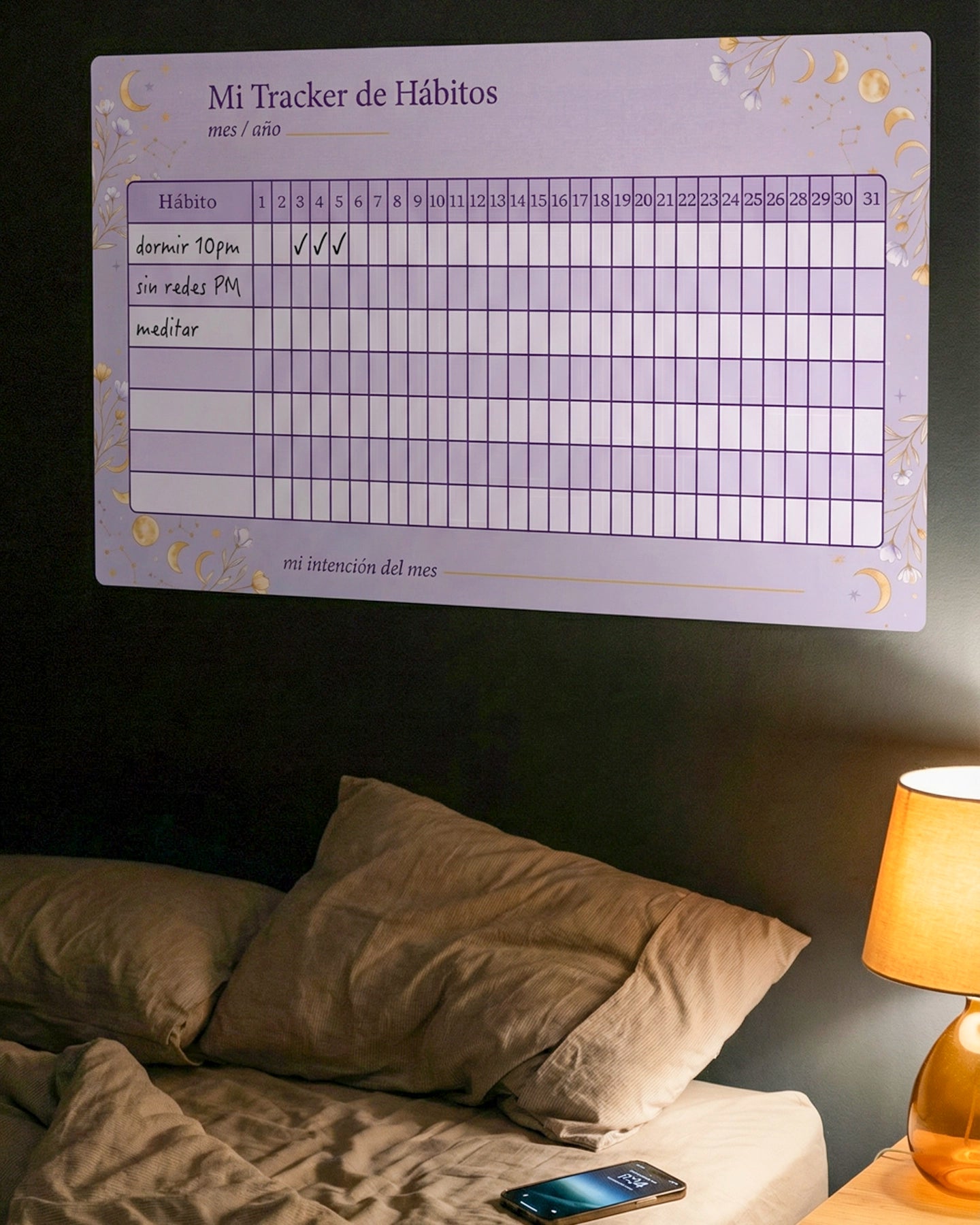Mi Tracker de Hábitos – Organizador de Pared Reutilizable
