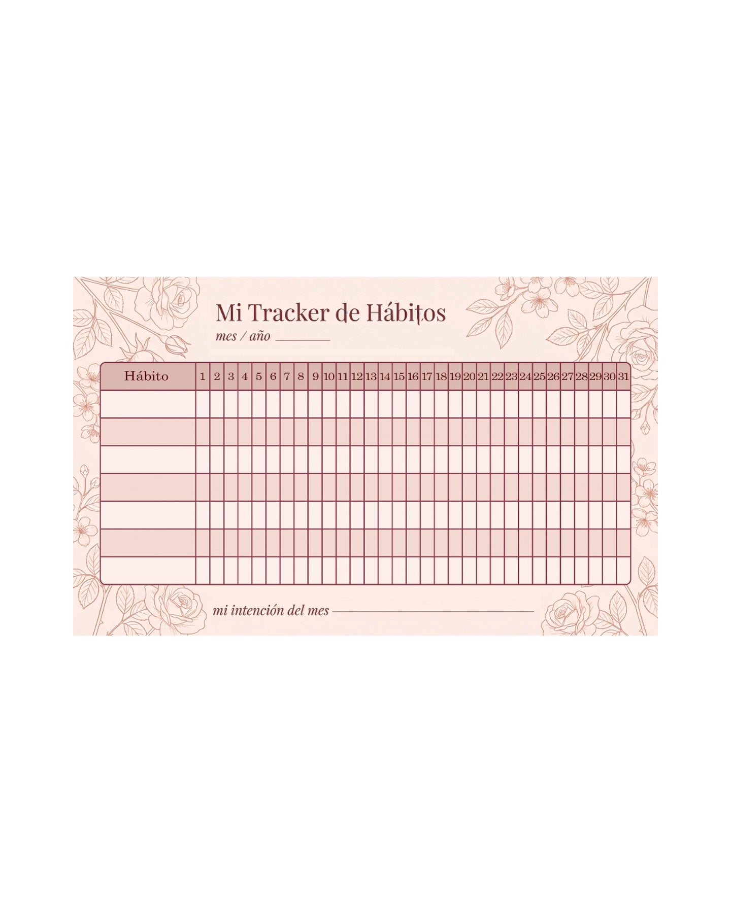 Mi Tracker de Hábitos – Organizador de Pared Reutilizable