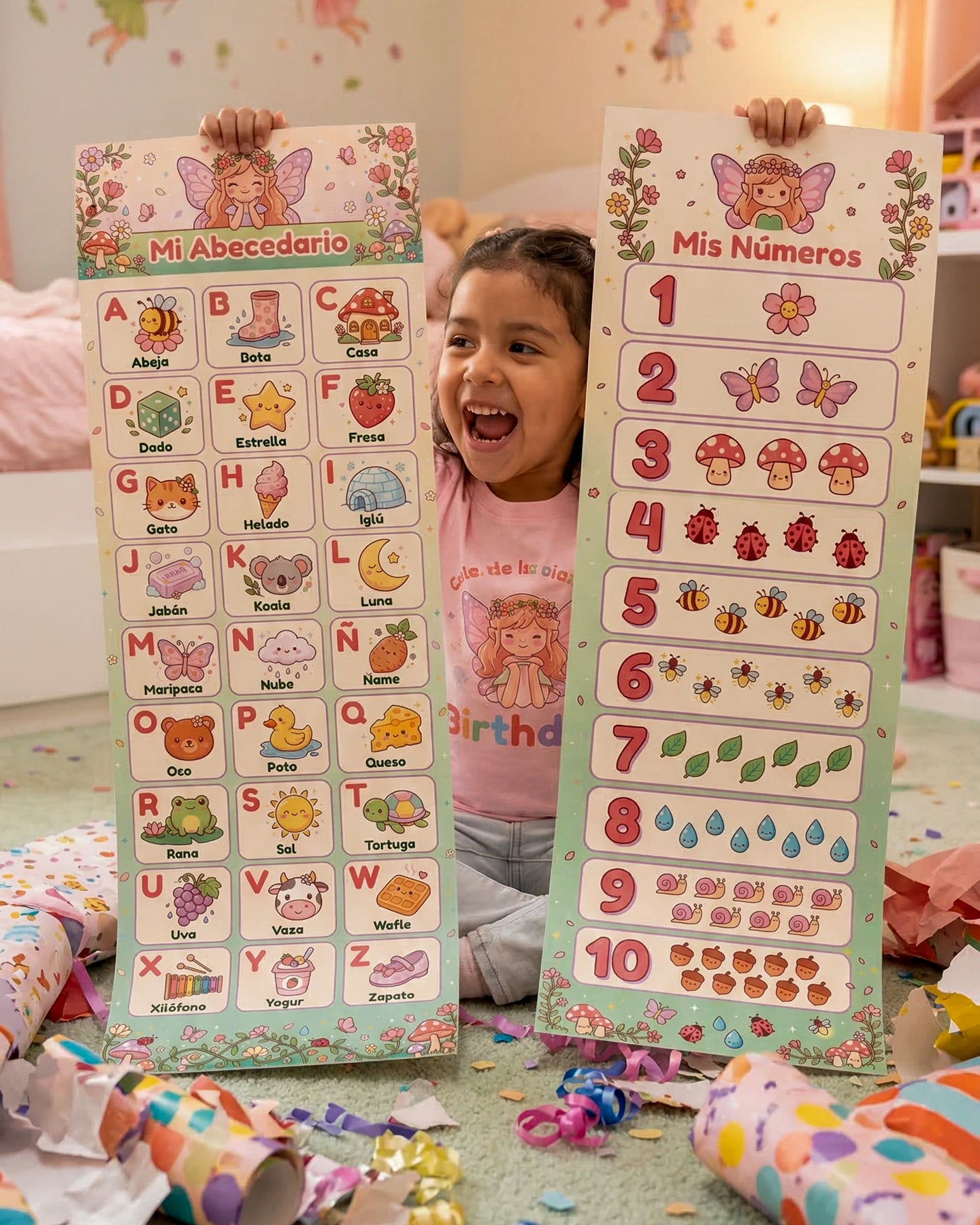 Mi Abecedario y Mis Números – Mural Educativo para Niñas