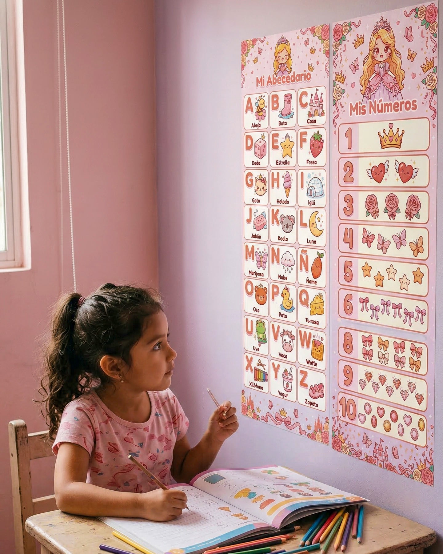 Mi Abecedario y Mis Números – Mural Educativo para Niñas