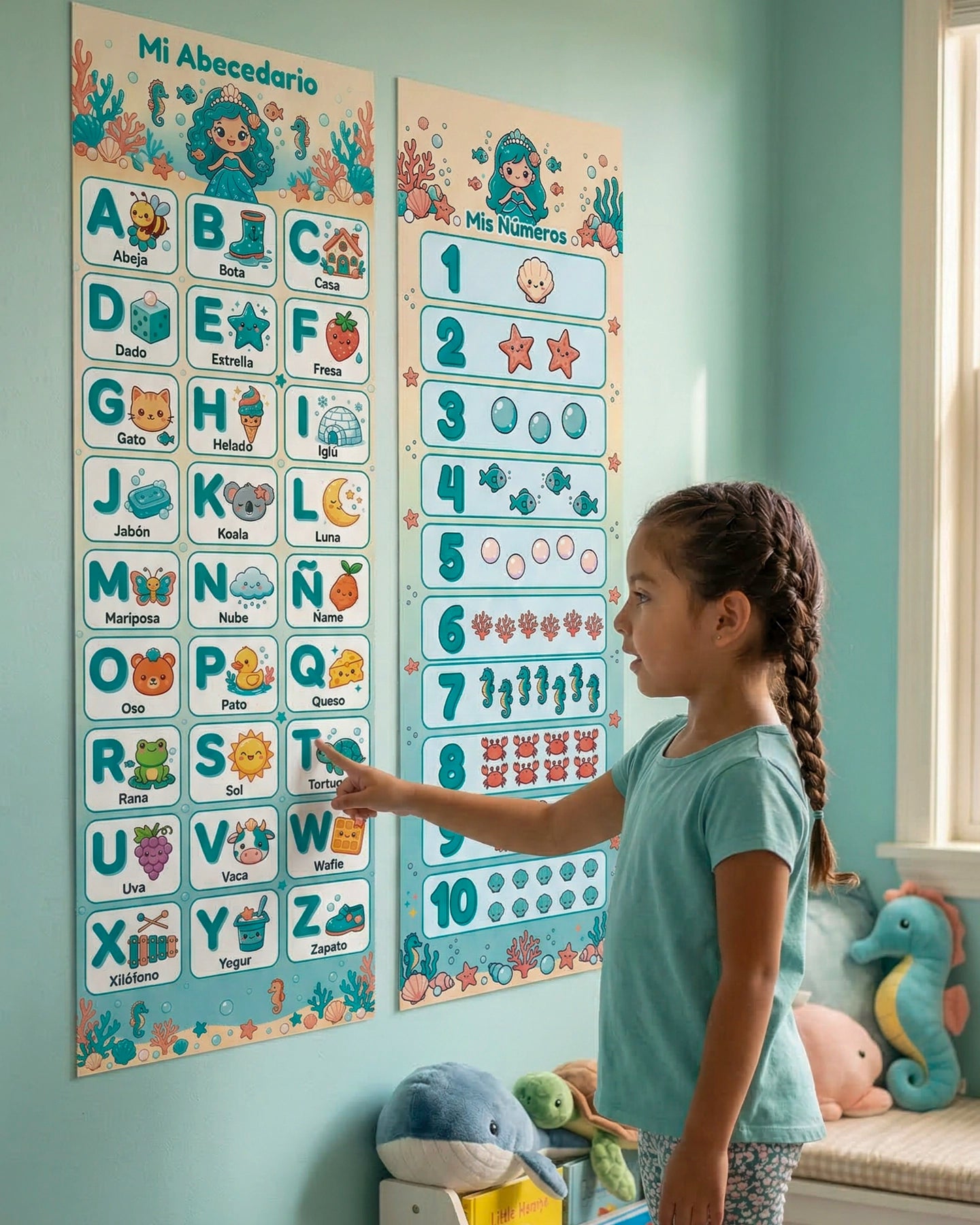 Mi Abecedario y Mis Números – Mural Educativo para Niñas