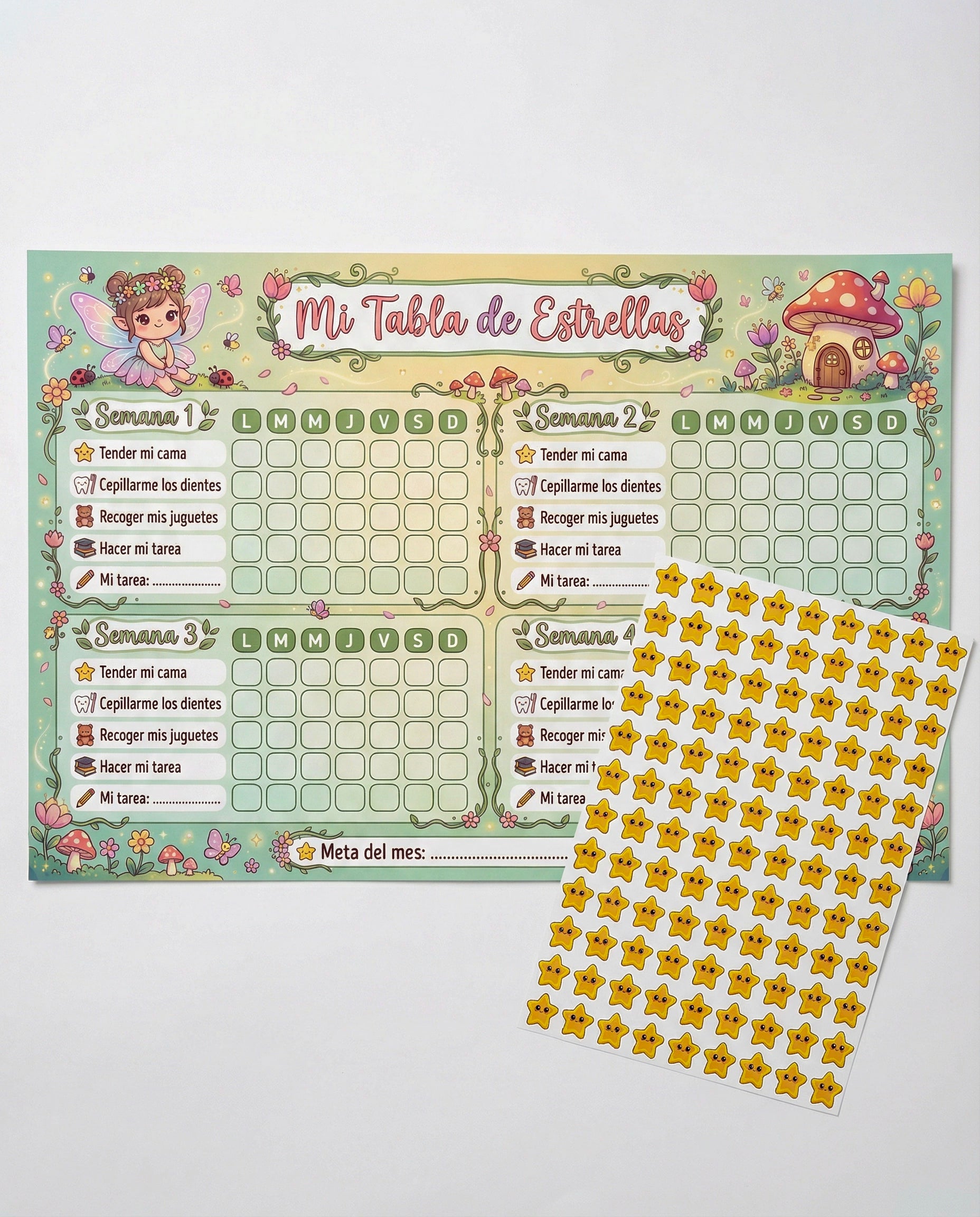 Mi Tabla de Estrellas – Tablero de Rutinas Infantil para Niñas