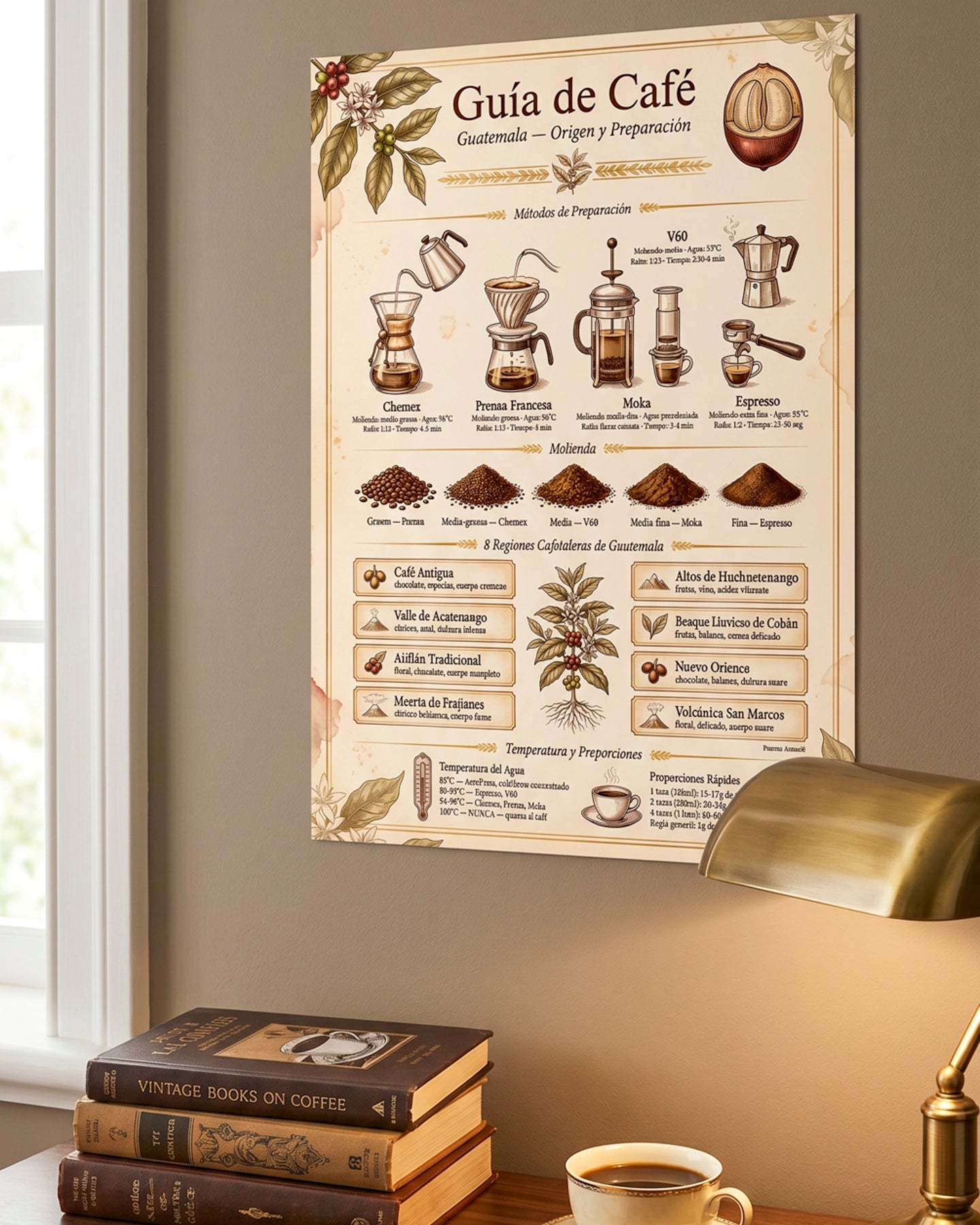 Póster Adhesivo de Barista – Guía de Café