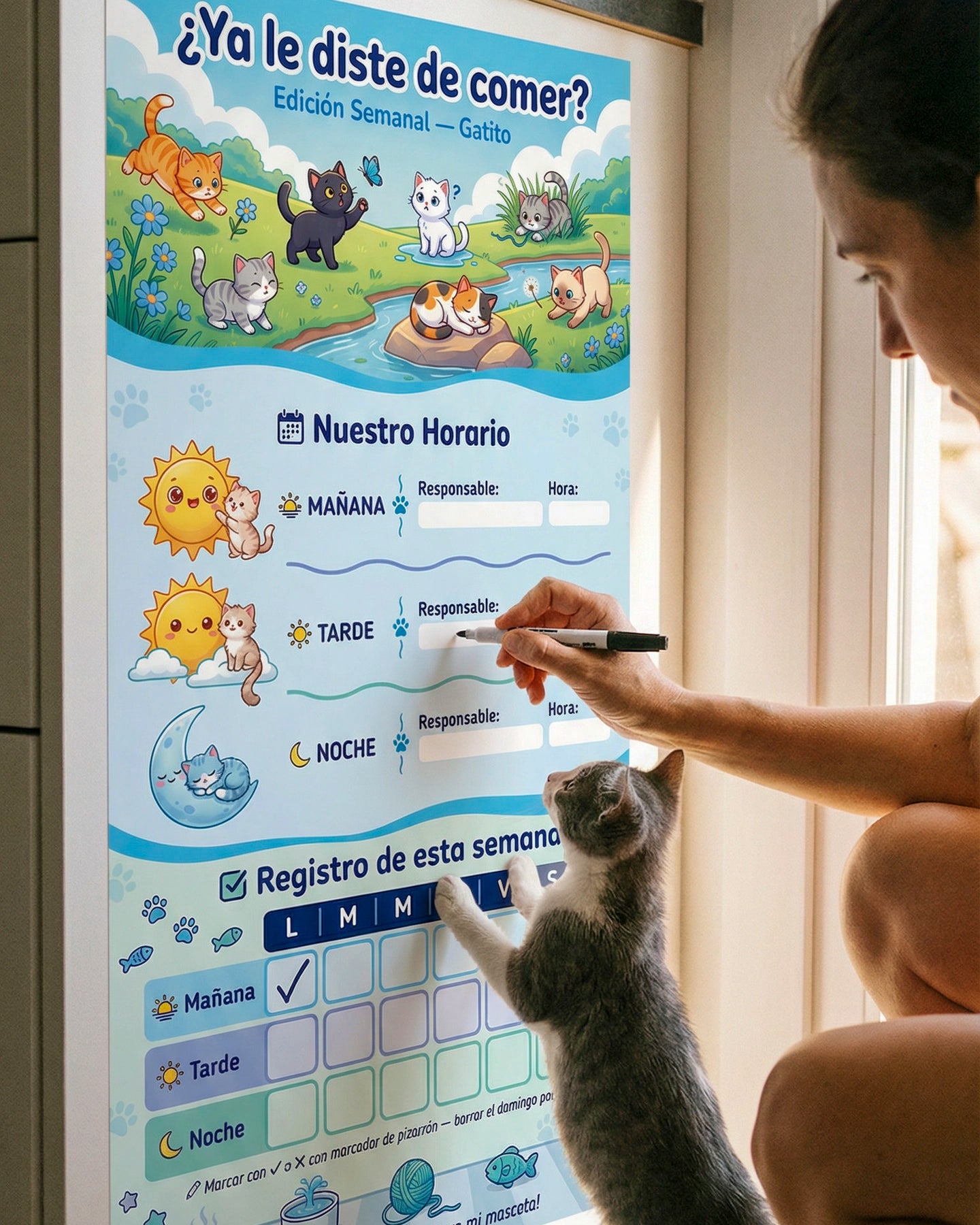 ¿Ya le diste de comer? – Horario Semanal para Gatos