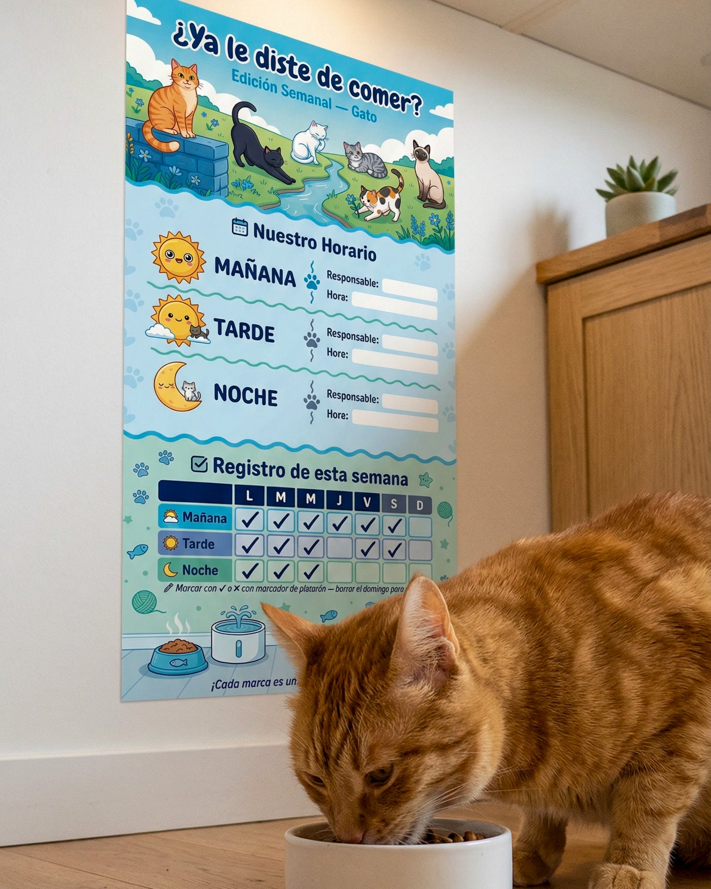 ¿Ya le diste de comer? – Horario Semanal para Gatos