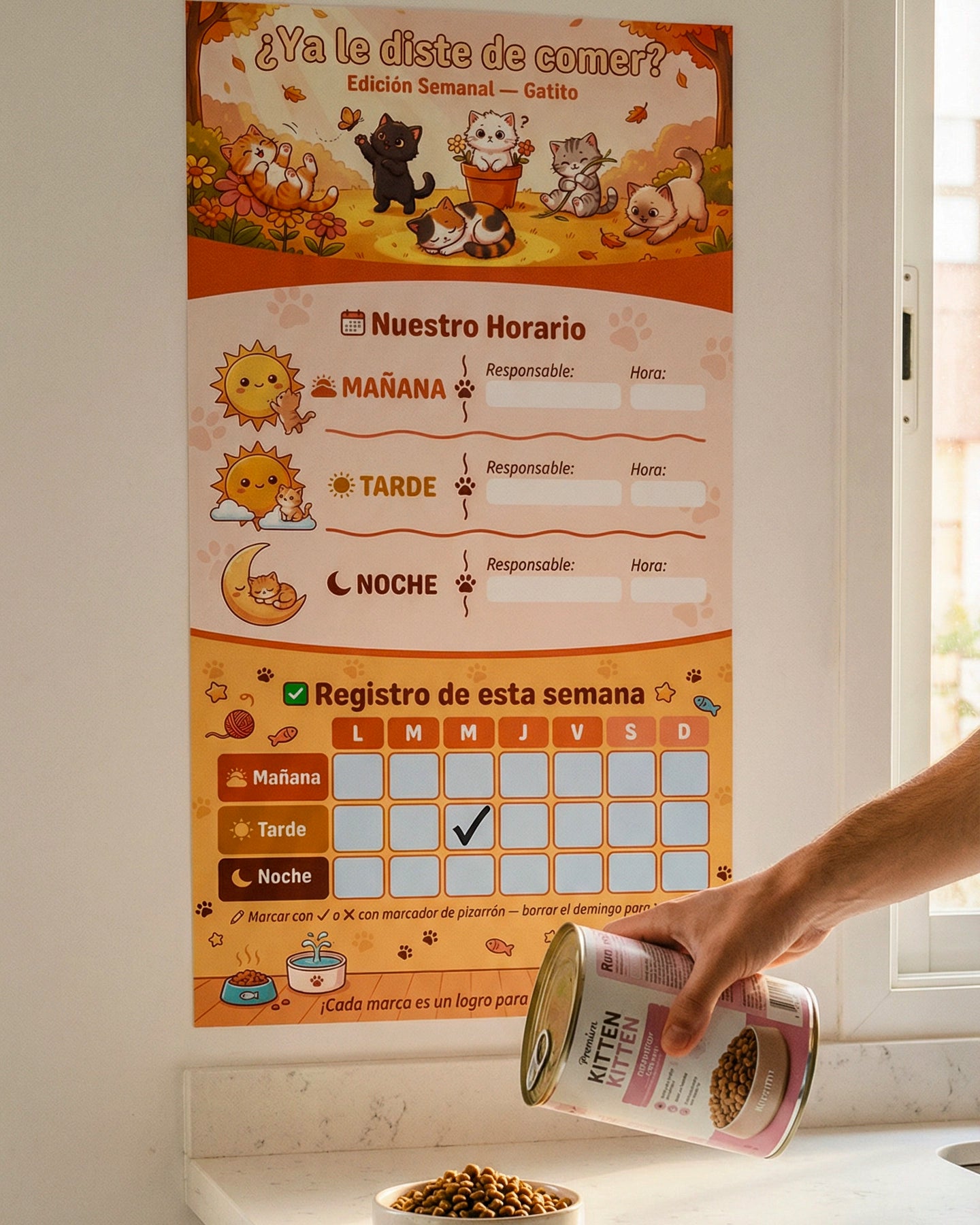 ¿Ya le diste de comer? – Horario Semanal para Gatos