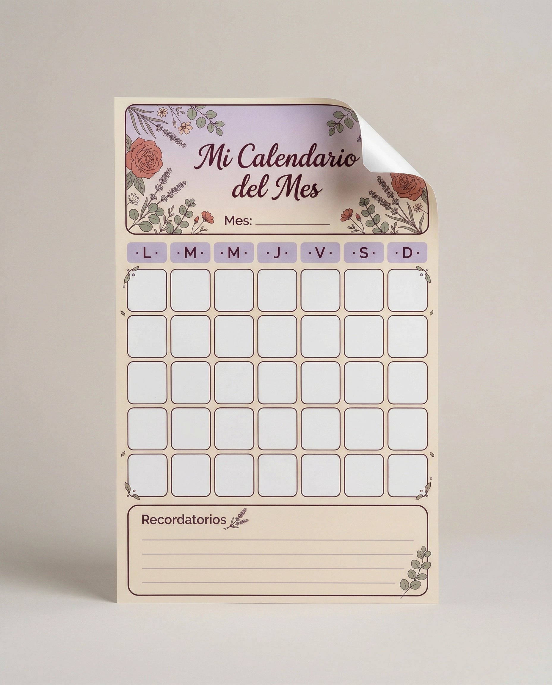 Mi Calendario del Mes – Organizador de Pared Reutilizable