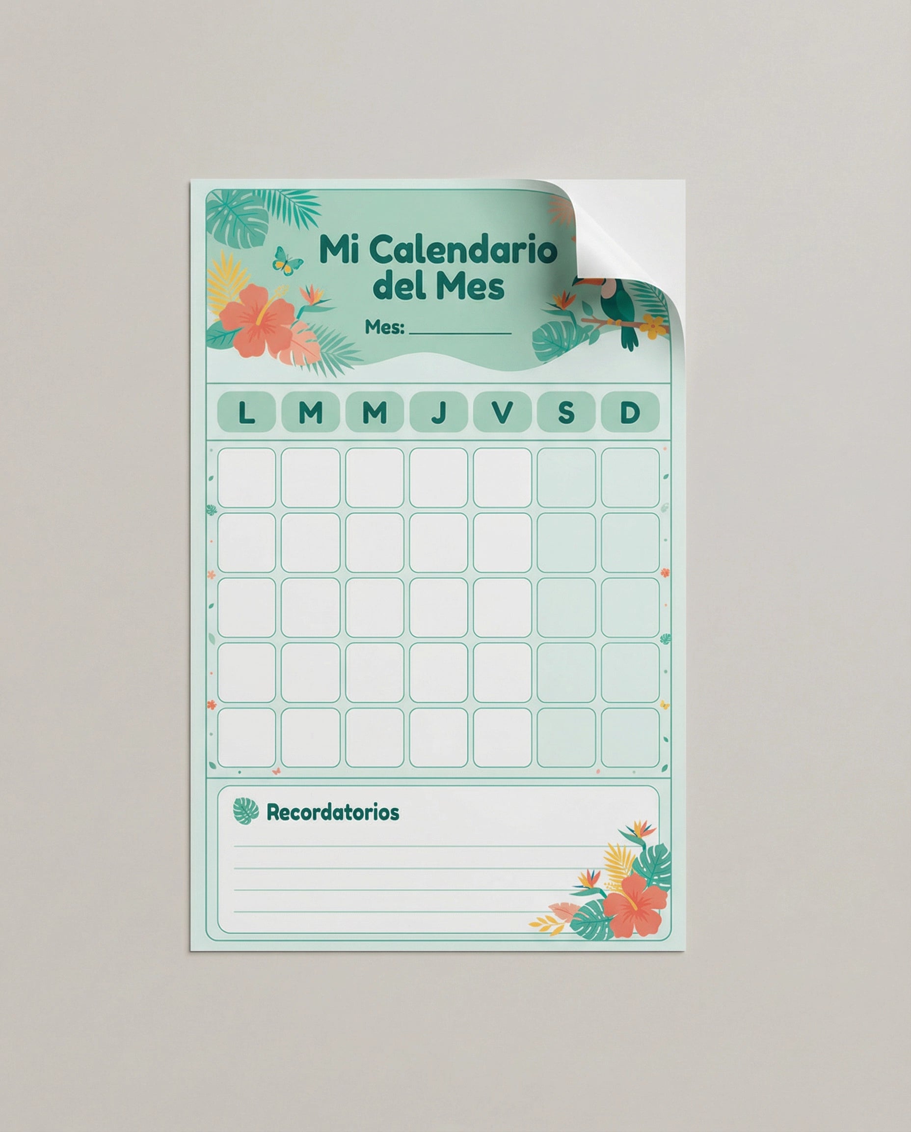 Mi Calendario del Mes – Organizador de Pared Reutilizable