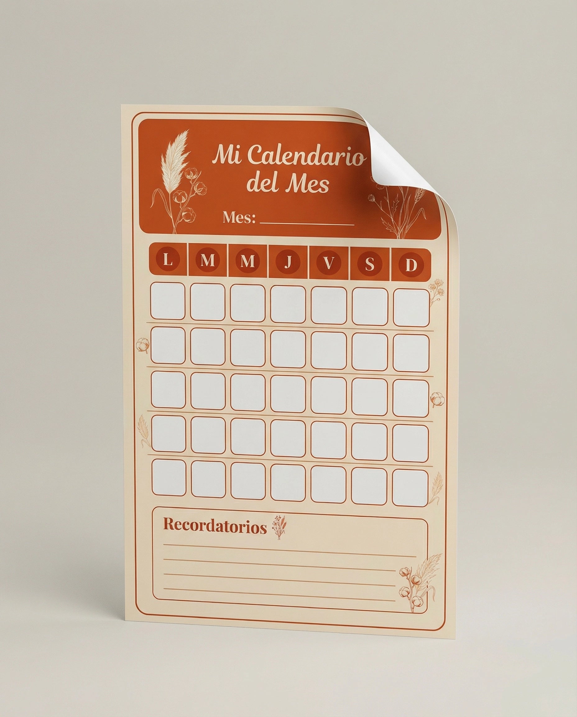 Mi Calendario del Mes – Organizador de Pared Reutilizable